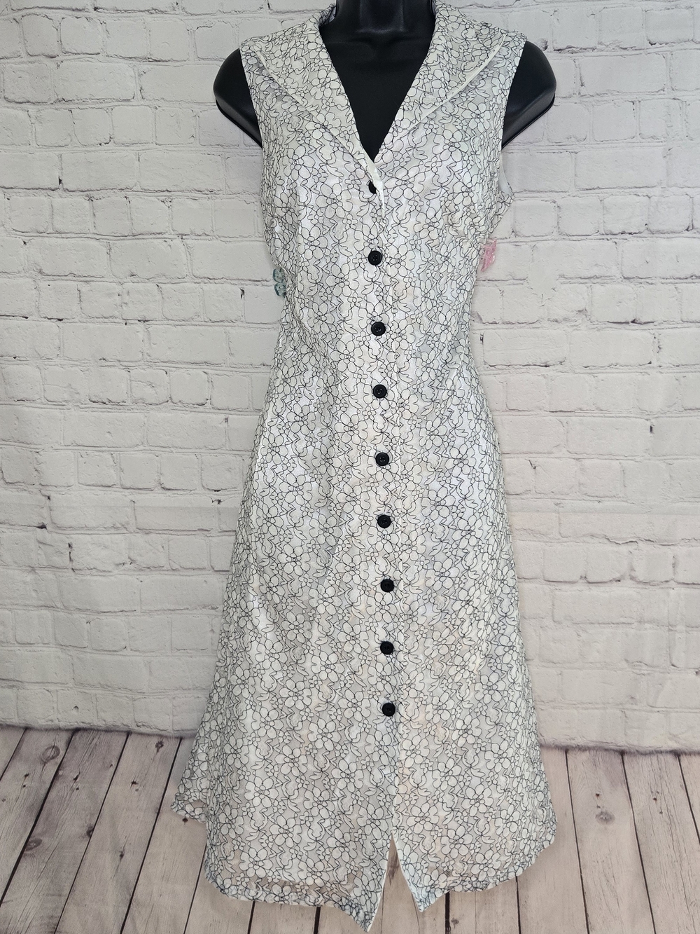 VTG 90s boho chic lace overlay full button Midi dress Bentley a. 6 cottagecore